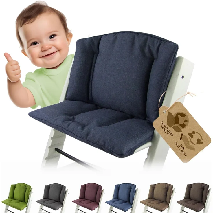 Ersatzbezug Sitzkissen kompatibel mit Stokke Tripp Trapp (marine meliert) | Bezug Kissen-Set Sitzverkleinerer, Mod. 1