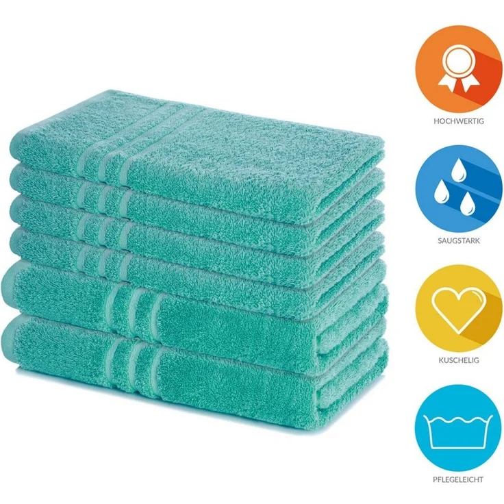 Lavea Handtuch Set Elena, Duschtücher, Handtücher, Gästetücher, Waschhandschuhe, 100% Baumwolle (Set, 6-St), Frottierserie, weich & saugstark, pflegeleicht, 500 g/m² Frottier – Bild 2