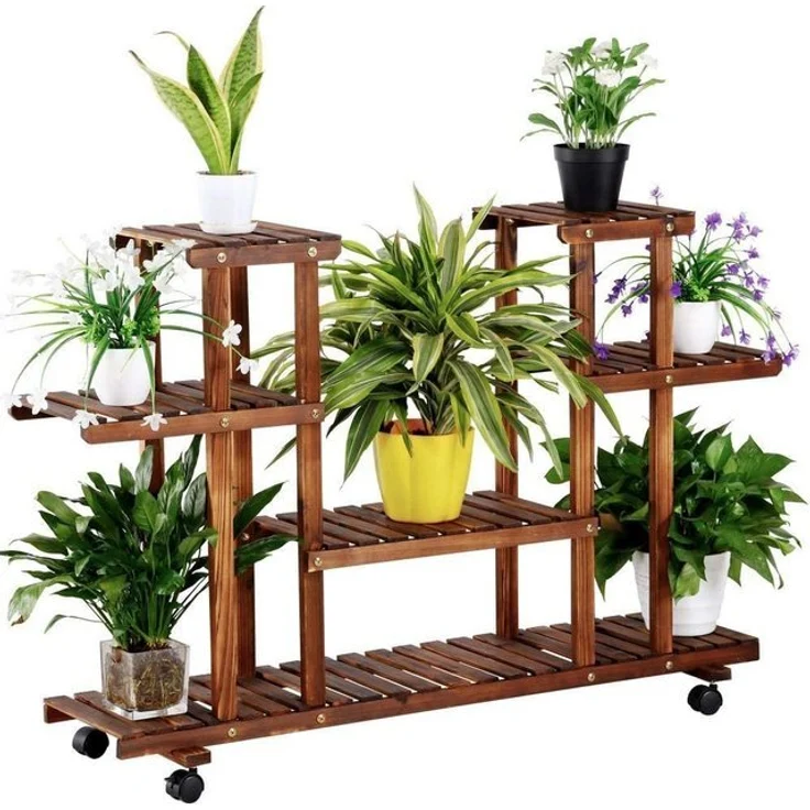 Yaheetech Blumenständer, Pflanzenregal aus Holz – Bild 4
