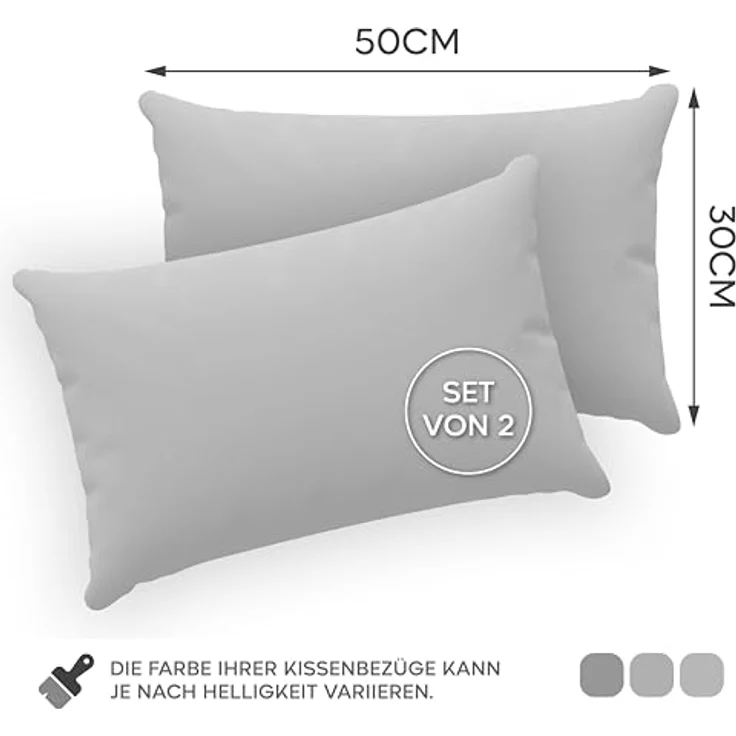 Twinzen® Kissenbezug 30x50 (2er-Set) - 100% Jersey Baumwolle 150 GSM Kissenbezüge - Grau - Für Kissenbezüge 30x50 cm - Kissenhülle - Kissenbezug mit Reißverschluss - Oeko-Tex Zertifiziert – Bild 3