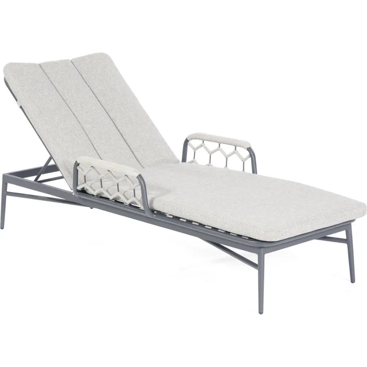 Sonnenpartner Lounge-Liege Yale Aluminium mit Polyrope silbergrau mit Auflage Relaxsessel Gartenlieg