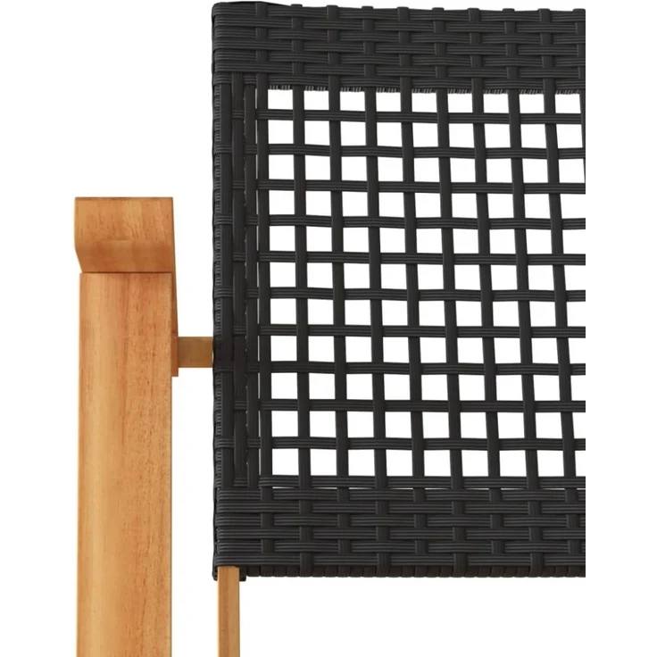 vidaXL Gartenstühle 2 Stk. Schwarz Poly Rattan und Akazienholz 365868 – Bild 4
