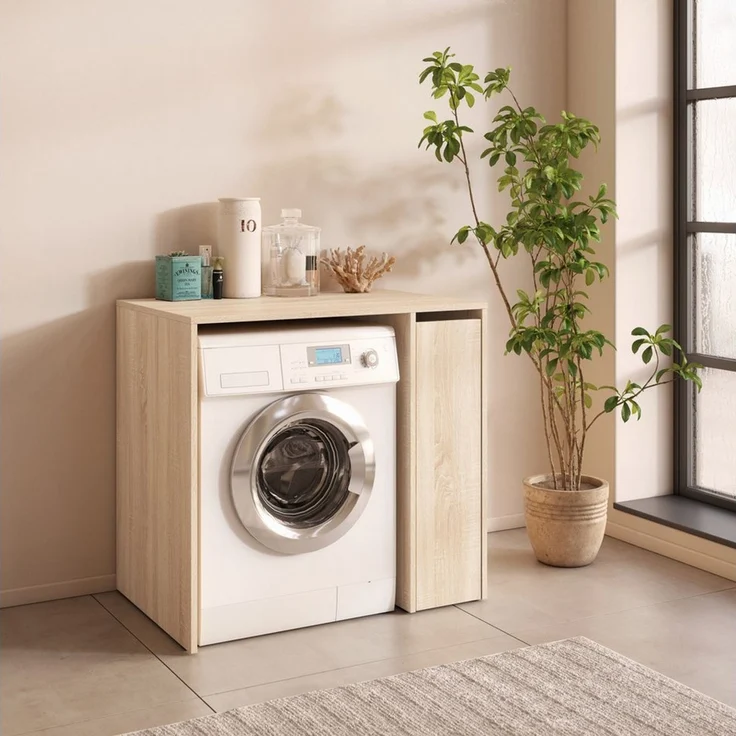 designimpex Waschmaschinenumbauschrank Carl Svensson W-222 Waschmaschinenschrank Ablage Badezimmerschrank Badezimmerschrank Waschmaschinenunterschrank Waschmaschinenmöbel Küche – Bild 2