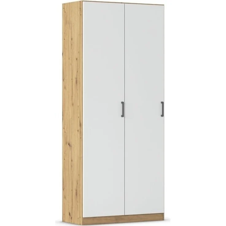 rauch Allrounder, Garderobenschrank, Mehrzweckschrank, 2-türig, mit 4 Einlegeböden, Farbe Weiß/Eiche Artisan, BxHxT 91x210x41cm – Bild 3