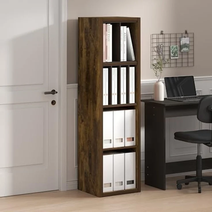 Furinno Cubicle Offenes Rückwand Dekorativer Vertikaler Würfelförmiger Aufbewahrungsorganisator, 4-Kubus, Bernstein-Kiefer – Bild 2