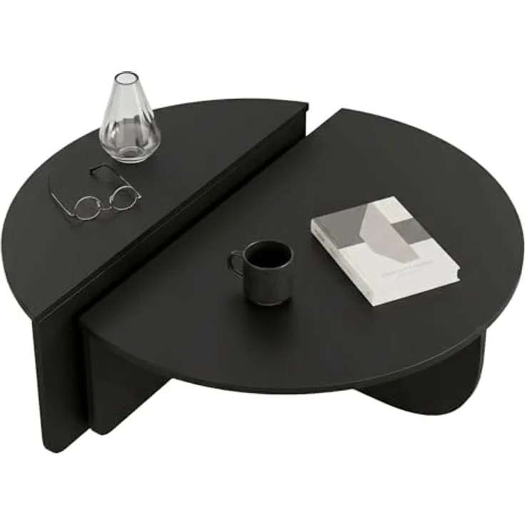 Dmora Couchtisch Canopus 90x90x35h cm Schwarz, Zeitungsablage – Bild 3