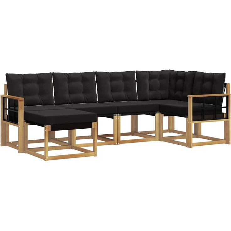 vidaXL Outdoor-Sofagarnitur 6 stk. 6-Sitzer Weiß und Schwarz 3389650 – Bild 2