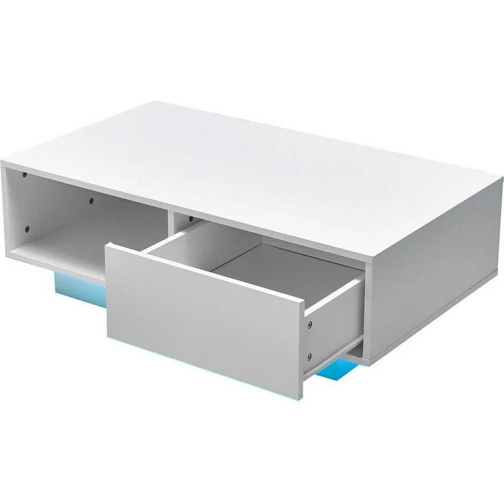 COSTWAY Couchtisch, mit 20 Farben LED-Beleuchtung, Fernbedienung, Schublade – Bild 5