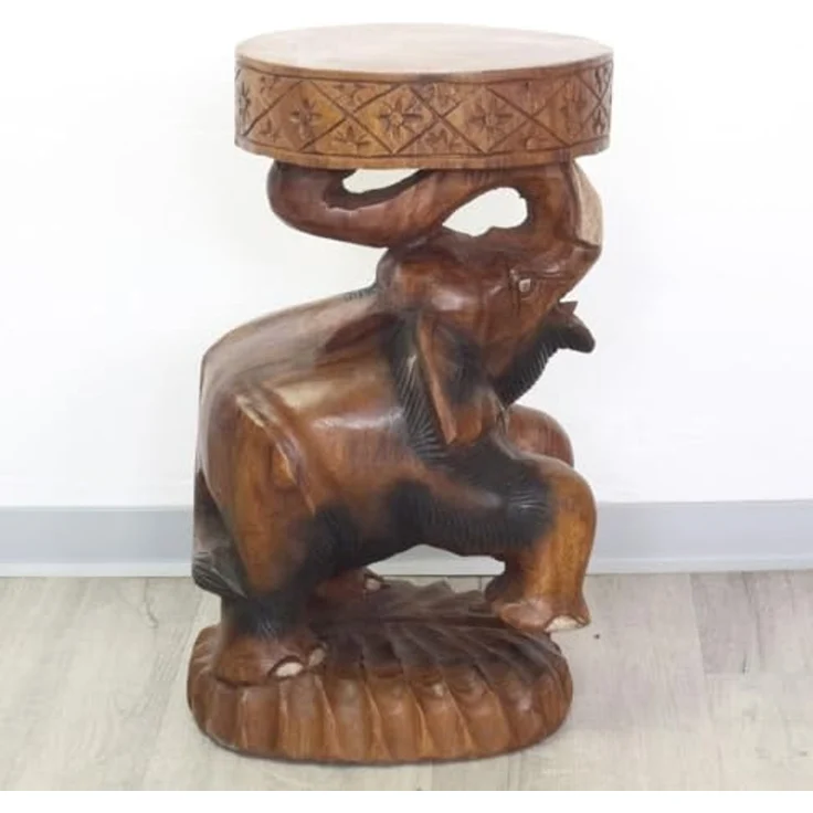 Oriental Galerie Blumenhocker Rundhocker Dekotisch Elefant Braun 50 cm (1 St) – Bild 4