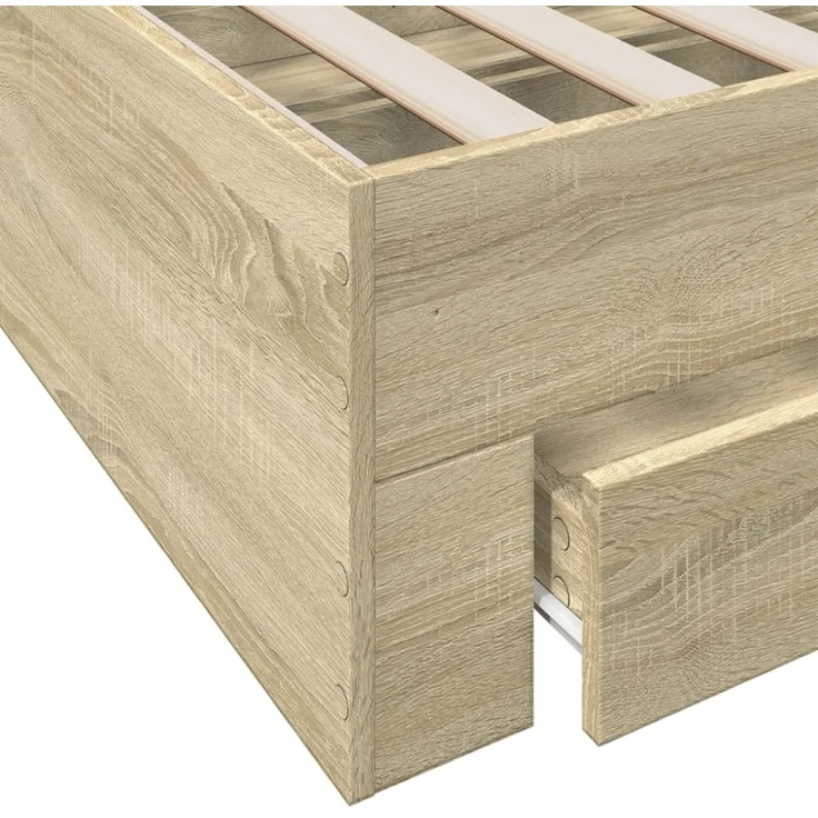 vidaXL Bettgestell mit Schubladen Sonoma-Eiche 75x190 cm Holzwerkstoff 3280442 – Bild 5