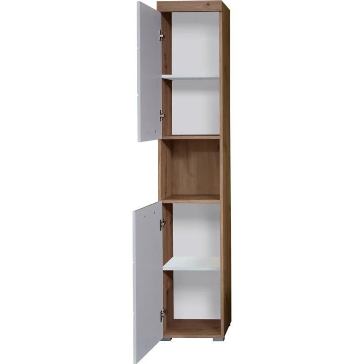 Trendteam 'Amanda' Hochschrank, Holz, Asteiche/Weiß Hochglanz, 190 x 31 x 37 cm – Bild 3