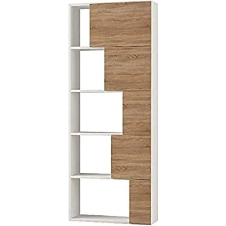 Decortie By Homemania Bücherregal, Ondatoo, Weiß/Eiche – Bild 1