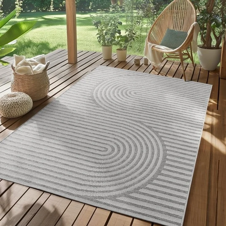 SIMPEX24 Outdoorteppich Boho Design, Läufer, Höhe: 5 mm, Outdoor Teppich Wetterfest Modern Design Wohnzimmer Küchen Terrasse – Bild 4