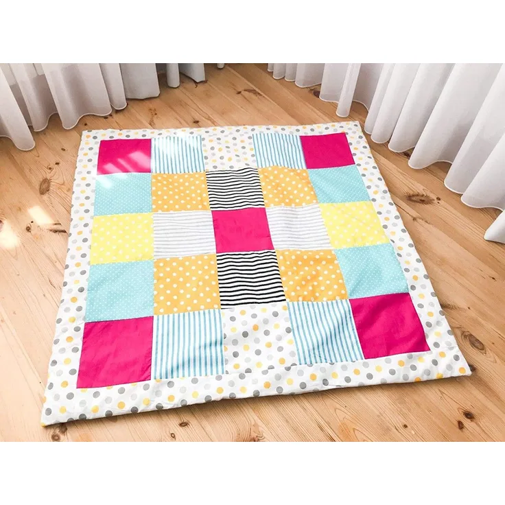 Krabbeldecke Patchwork Decke Spieldecke Babydecke 150x150 cm DS9