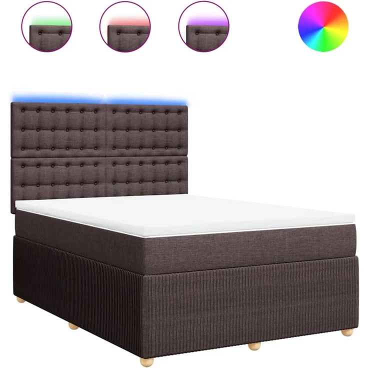 vidaXL Boxspringbett mit Matratze Dunkelbraun 140x190 cm Stoff 3294368 – Bild 2