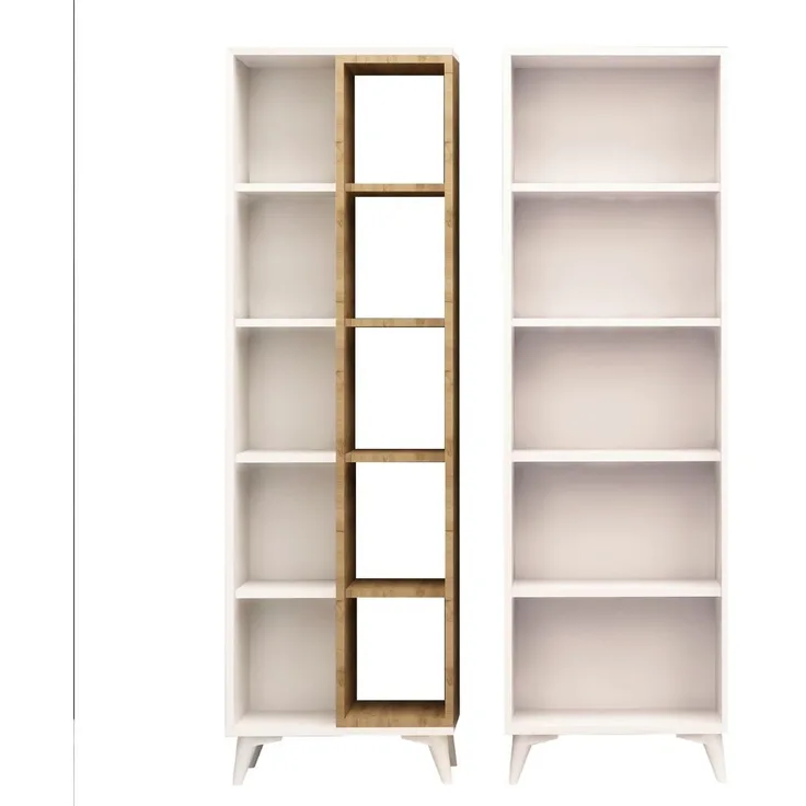 Calicosy 'POTENZA' Regal mit 15 Eichen- und Weißdekorationsfächern H162 cm - Helles Holz