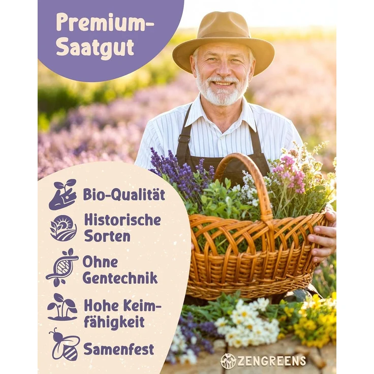 ZenGreens® - Bio Heil- und Teekräutersamen im 10er Set - 10 Heil- und Tee Kräuter Samen für den einfachen Anbau im Garten, Balkon oder Hochbeet - Pflanzensamen - Saatgut – Bild 3