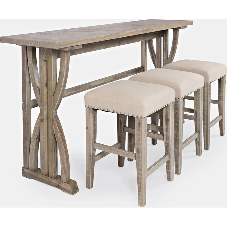 Livin Hill Avola AV1933-74 Stehtisch mit Hockern, Akazienholz, Furnier, Stoff, 91,5 x 46 x 188 cm – Bild 1