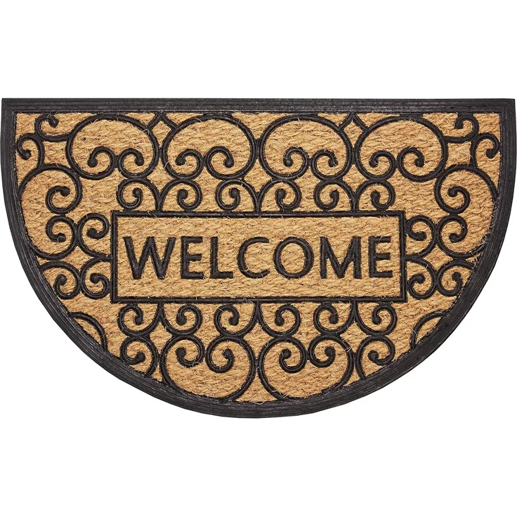 HANSE Home Fußmatte Welcome, Türmatte, halbrund, Höhe: 8 mm, Kokos, Gummi, Schmutzfangmatte, Outdoor, Rutschfest, Innen, Kokosmatte – Bild 1