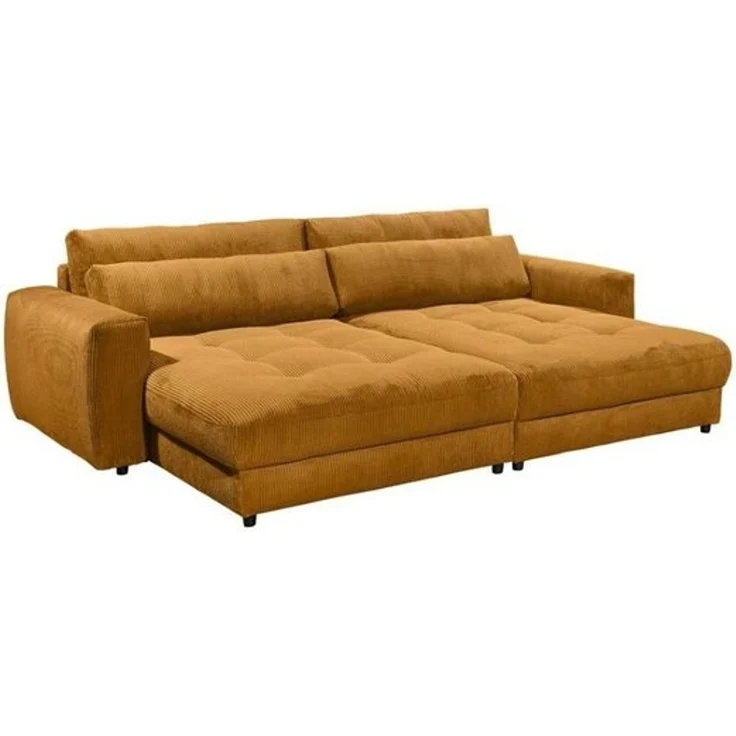 Ed exciting Design 'Barura' Big-Sofa, Rückenkissen, Nierenkissen, frei im Raum stellbar, Cord Bezug, Gelb, 194 x 292 x 90 cm (L x B x H) – Bild 4