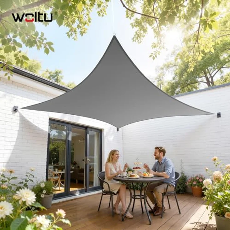 Woltu Sonnensegel Sonnenschutz HDPE Windschutz UV Schutz Grau 3x5 m – Bild 3