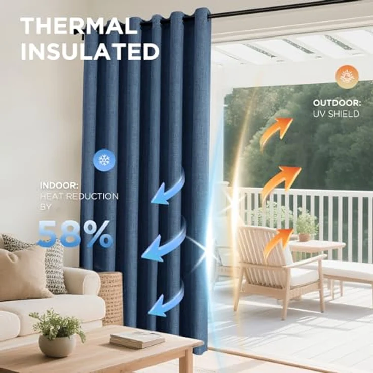 Joydeco Verdunkelungsvorhänge, 183 cm lang, 2 Paneele, Burgrot, Raumverdunkelungsvorhänge für Schlafzimmer, 100% verdunkelnde, strukturierte Thermovorhänge, Sichtschutz, 2 Paneele Set (B 132 x L 183 – Bild 4