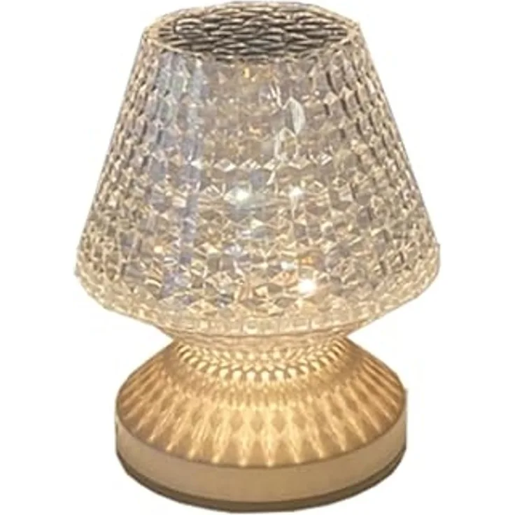 Kleine Akku Tischlampe MARIL mit Touch Funktion in Kristall Optik, Höhe 15cm