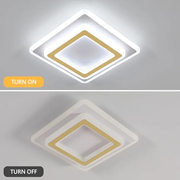 Goeco LED Deckenlampe, 44W 4950LM 6500K Kaltesweiß Gold Deckenleuchte Quadratisch aus Acryl, LED Lampen Deckenbeleuchtung Innen für Wohnzimmer Schlafzimmer Flur Küche Balkon – Bild 4