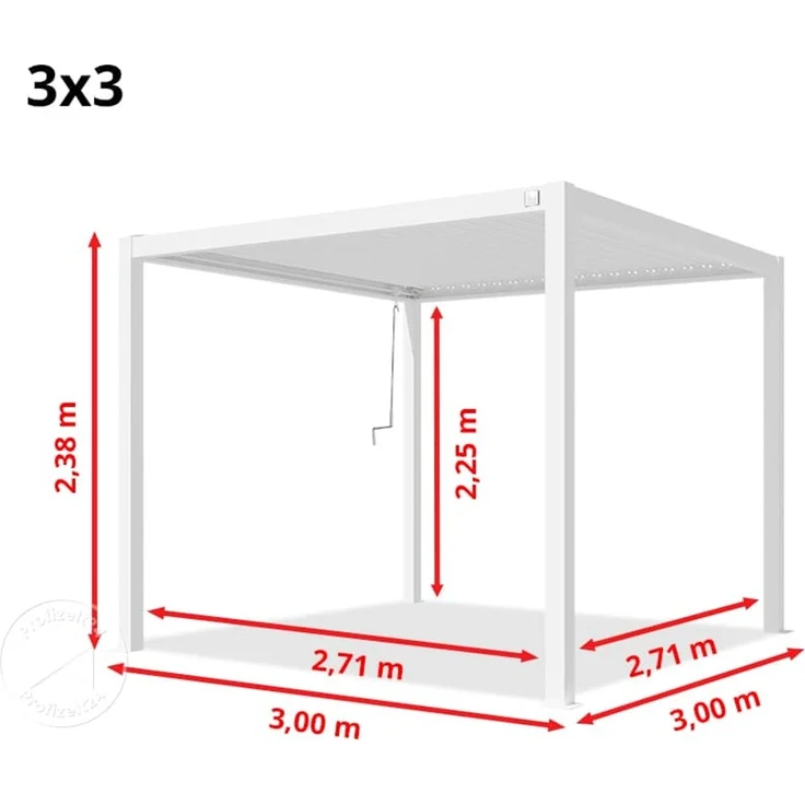 PRIMEYARD Pergola, Aluminium / Stahl weiß, 3x3 m – Bild 10
