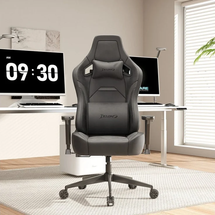 Devoko Gaming-Stuhl Luxuriöser Wildlederimitat,Ergonomisch & Großzügigem Sitz,Bürostuhl, Verstellbare Rückenlehne 90°–135°,3D-verstellbare Armlehnen – Bild 1