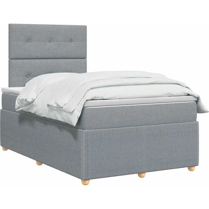 vidaXL Boxspringbett mit Matratze Hellgrau 120 x 200 cm Stoff 3454368 – Bild 3