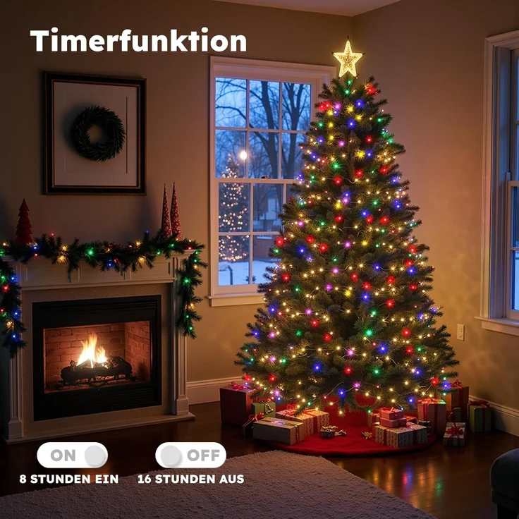 LEDYA Kugel Lichterkette Bunt, 12M 120 LEDs Partylichterkette mit Stecker für Innen und Außen, 8 Leuchtmodi mit Timer und Memory-Funktion, ideal für Weihnachten, Hochzeit, Garten, Balkon, Party Deko – Bild 4