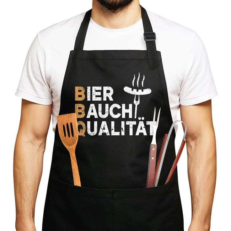 MoonWorks Grillschürze Grillschürze für Männer mit Spruch Lustig Bierbauch Kochschürze, mit kreativem Aufdruck – Bild 2