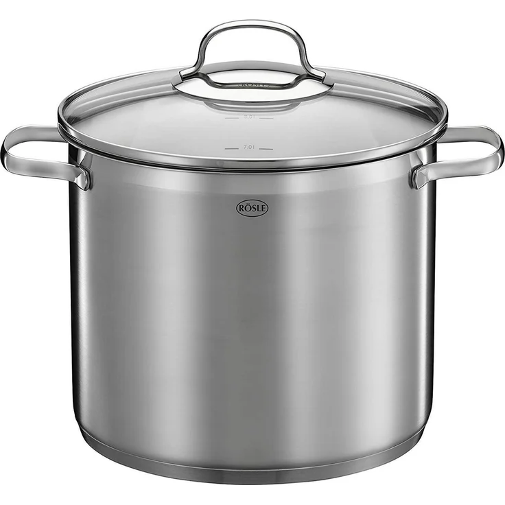RÖSLE ELEGANCE Gemüse/Partytopf, Hochwertiger Edelstahltopf zum Kochen großer Mengen, 8 Liter, Edelstahl 18/10, Innenskalierung, Induktionsgeeignet, Spülmaschinengeeignet, 33x25. 5x28 cm – Bild 3