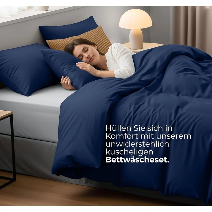 Utopia Bedding Bettwäsche 200x200 Set - Mikrofaser Bettbezug 200x200 cm + 2 Kissenbezüge 50x75 cm - Marineblau – Bild 3