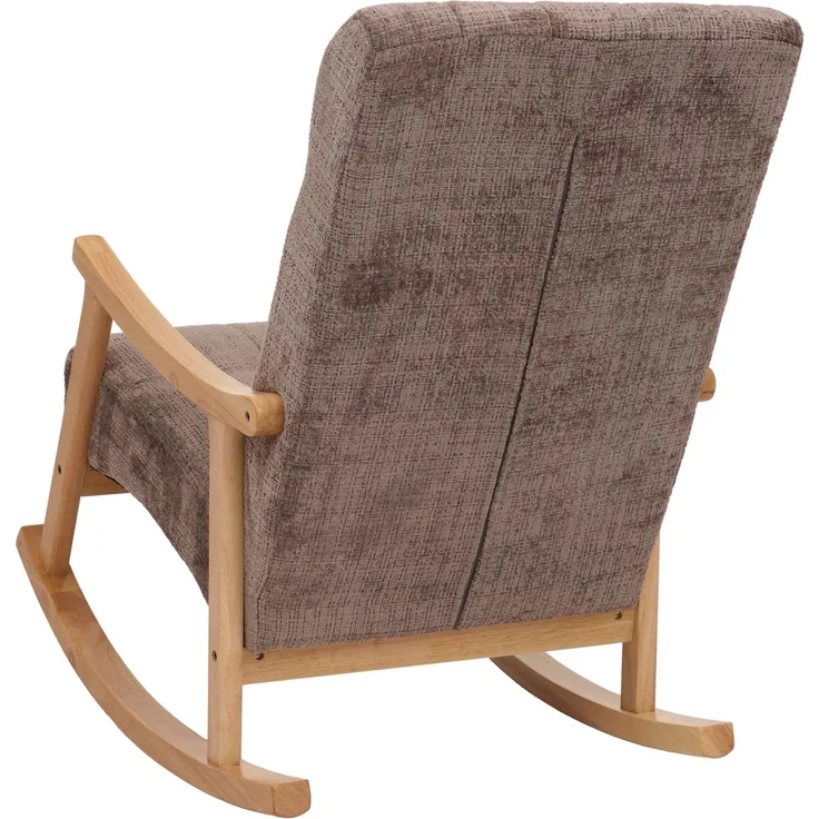 Schaukelstuhl HWC-K10, Relaxsessel, Holz FSC® Stoff/Textil Chenille (465g/m²) ~ braun, Gestell natur – Bild 6