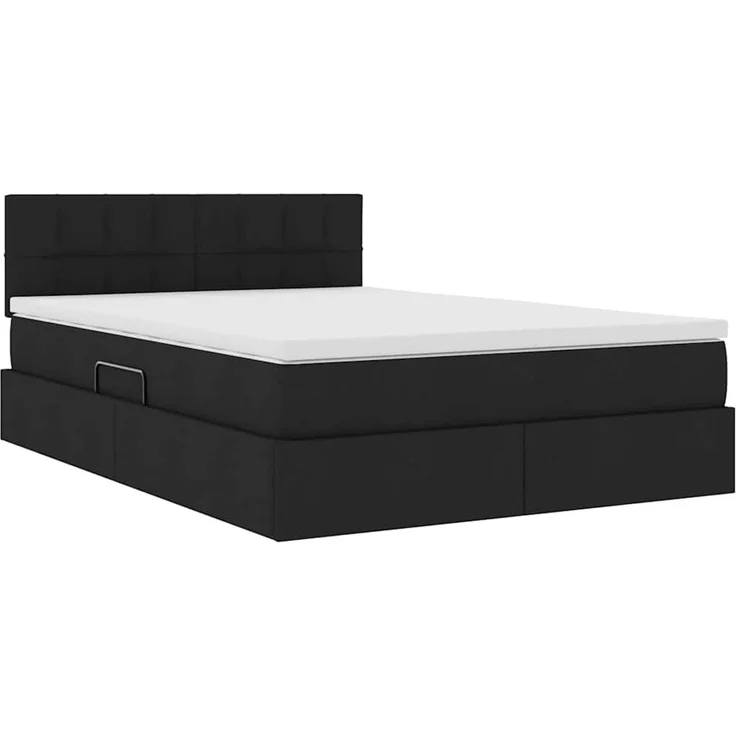 vidaXL LED-Speicherbett mit Matratze Schwarz 140 x 200 cm Stoff 3371150 – Bild 6