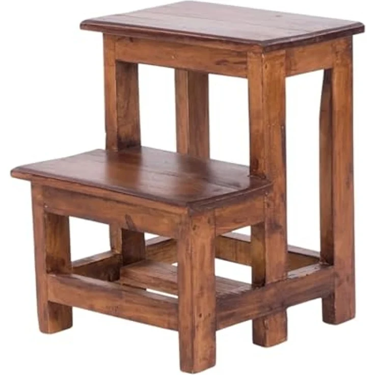 DESIGN DELIGHTS Hocker TRITTLEITER STEP, Recyclingholz, 46x37cm (HxB), natürlicher Holzhock – Bild 1