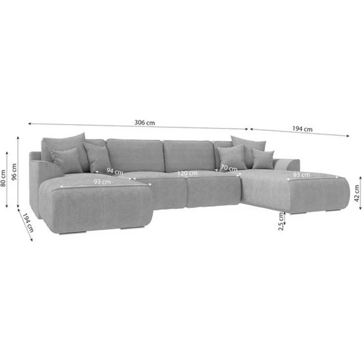 99rooms Gusto Wohnlandschaft Cordstoff POSO Creme mit Schlaffunktion – Bild 4
