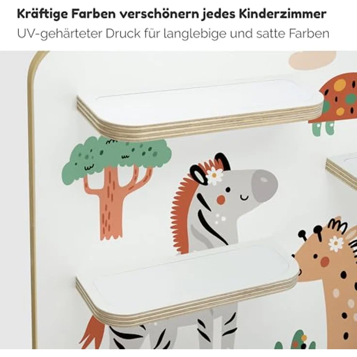 stadtecken Regal für Tonies & Toniebox – Musikbox Wandregal aus 10mm Holz – Platz für 35-50 Figuren mit Magnetfunktion – Handgefertigt – Zum Aufstellen oder Aufhängen (Safari, Groß) – Bild 7