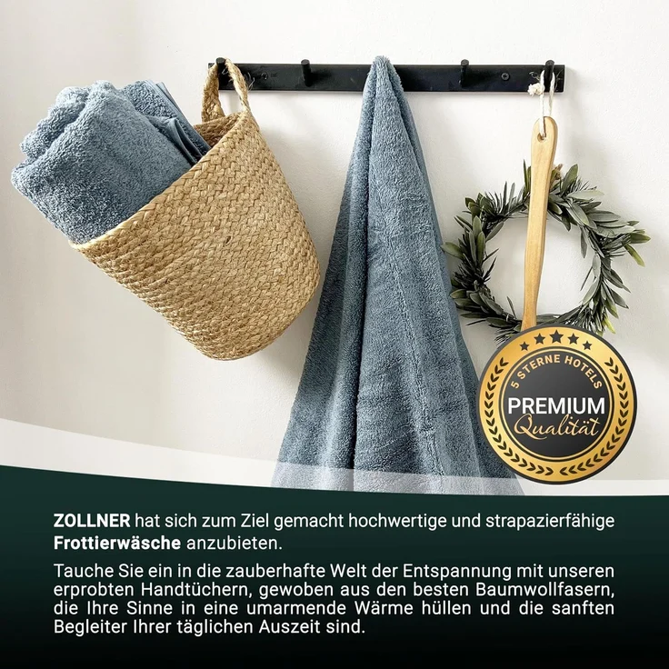 ZOLLNER 4er Set Handtücher aus Baumwolle, 50x100 cm, grau – Bild 5