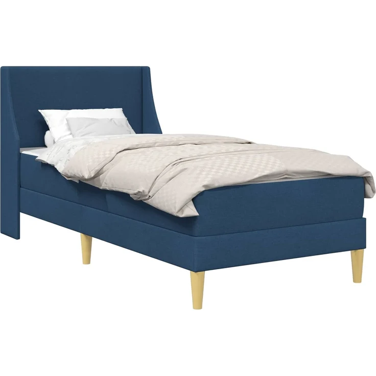 vidaXL Bettgestell mit Matratze Blau 100 x 200 cm Polyester 3414723 – Bild 2