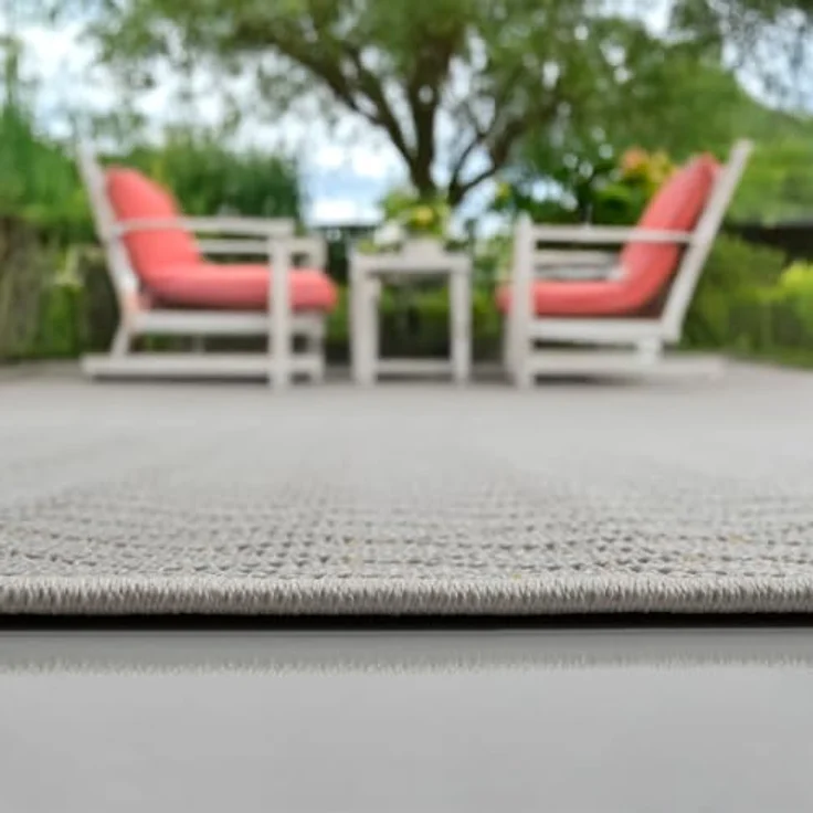 the carpet Calgary - robuster Outdoor Teppich, Flachgewebe, modernes Design, ideal für Küche und Esszimmer, Vintage-Optik, Boho-Style, auch für den Außenbereich, Beige Gelb, 160x220 cm – Bild 7