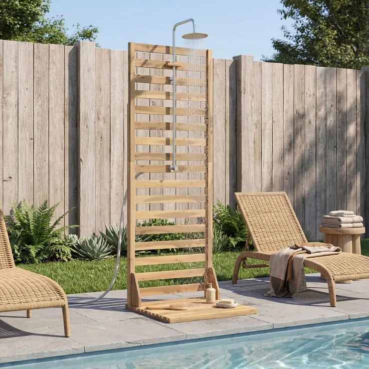 vidaXL Gartendusche 205,5 cm Massives Akazienholz und Edelstahl 903119