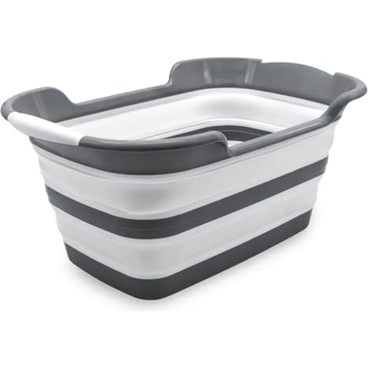 Spetebo Wäschekorb Silikon Wanne faltbar weiß 60 x 40 cm - 27 Liter