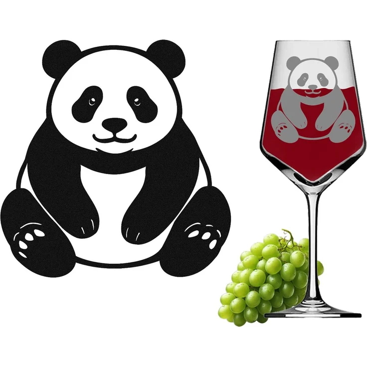 eXODA Weinglas Weinglas Panda - niedlich stilvolles Trinkglas für Weinliebhaber, 1-tlg, Glas, Atemberaubende Darstellung – Bild 3