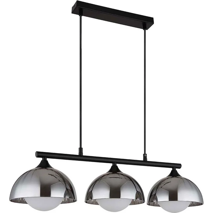 Hängeleuchte, 3-Flammig, Glas, rauch opal, schwarz, L 70 cm – Bild 8