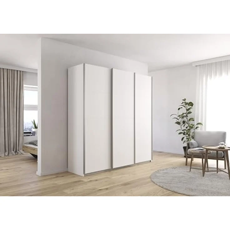 Rauch Möbel Kulmbach, Kleiderschrank mit Schwebetüren für Schlafzimmer, Kinderzimmer, Jugendzimmer, Garderobe, Flur, 3-türig, Zubehör Classic, Farbe Weiß, Breite 203 cm – Bild 2
