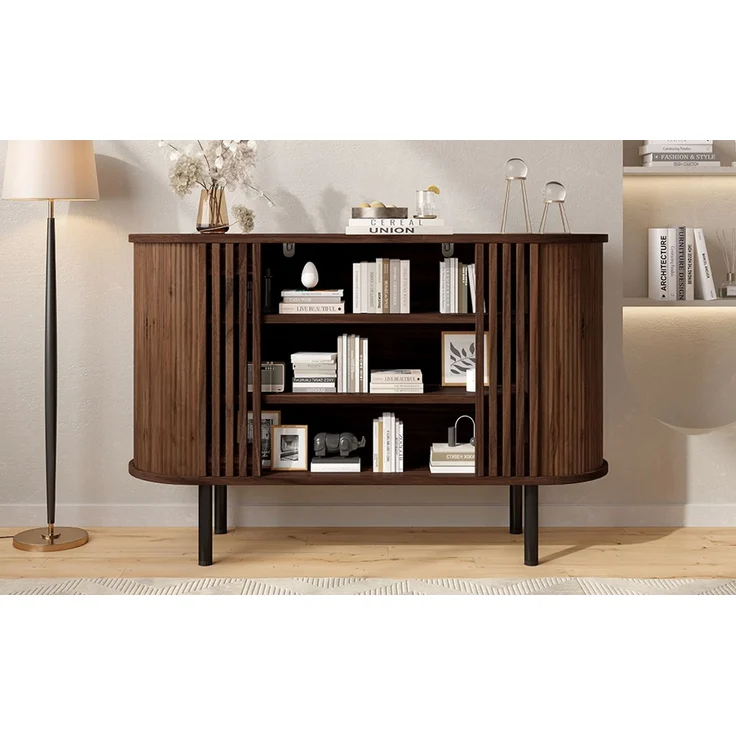ZUBALIYA Sideboard 120x40x80 cm, aus MDF / Spanplatte, Walnuss – Bild 14