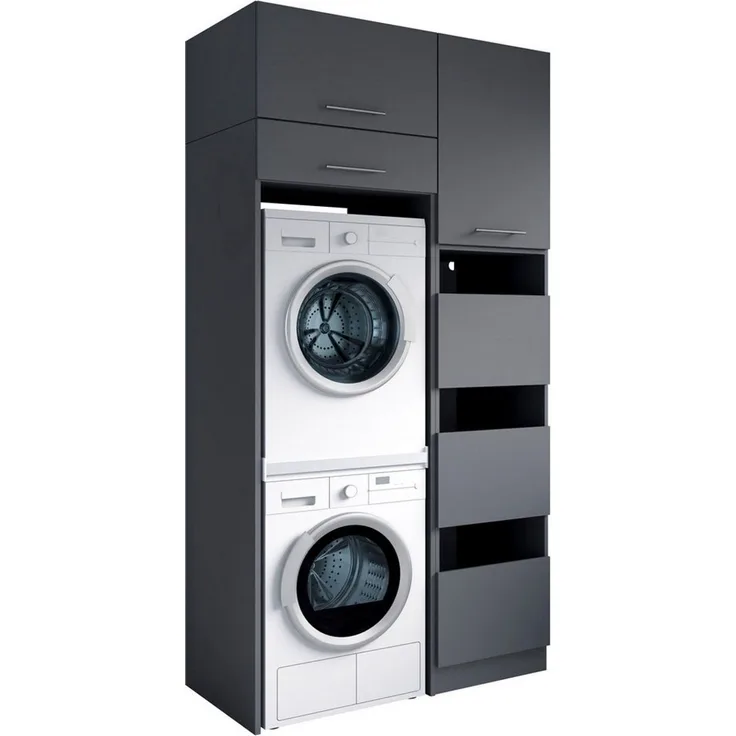 Laundreezy Mehrzweckschrank-Set Laundreezy, 4-tlg. Mehrzweckschrank-Set B/H/T 118/238/68 cm, (4-St), Breite 118 cm, Soft-Close-Funktion, höhenverstellbare Füße